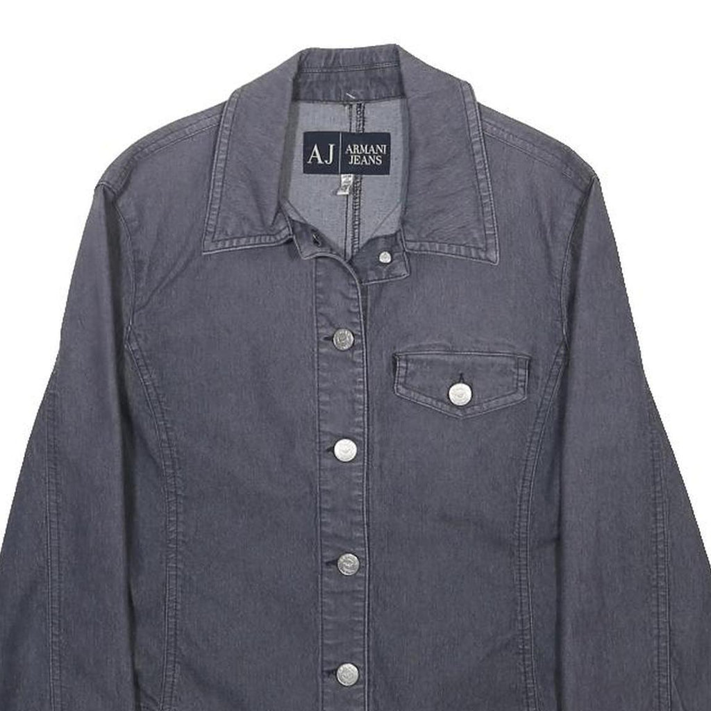 ARMANI JEANS Womens Grey Cotton Blend Classic Jacket UK 10 Button Closure