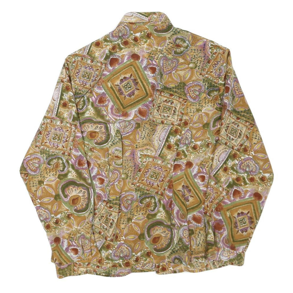 NEW FAST Womens Green Printed Long Sleeve Shirt L Vintage Inspired Pattern
