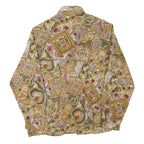 NEW FAST Womens Green Printed Long Sleeve Shirt L Vintage Inspired Pattern