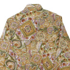 NEW FAST Womens Green Printed Long Sleeve Shirt L Vintage Inspired Pattern