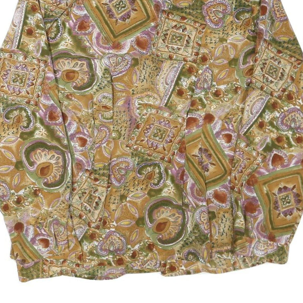NEW FAST Womens Green Printed Long Sleeve Shirt L Vintage Inspired Pattern