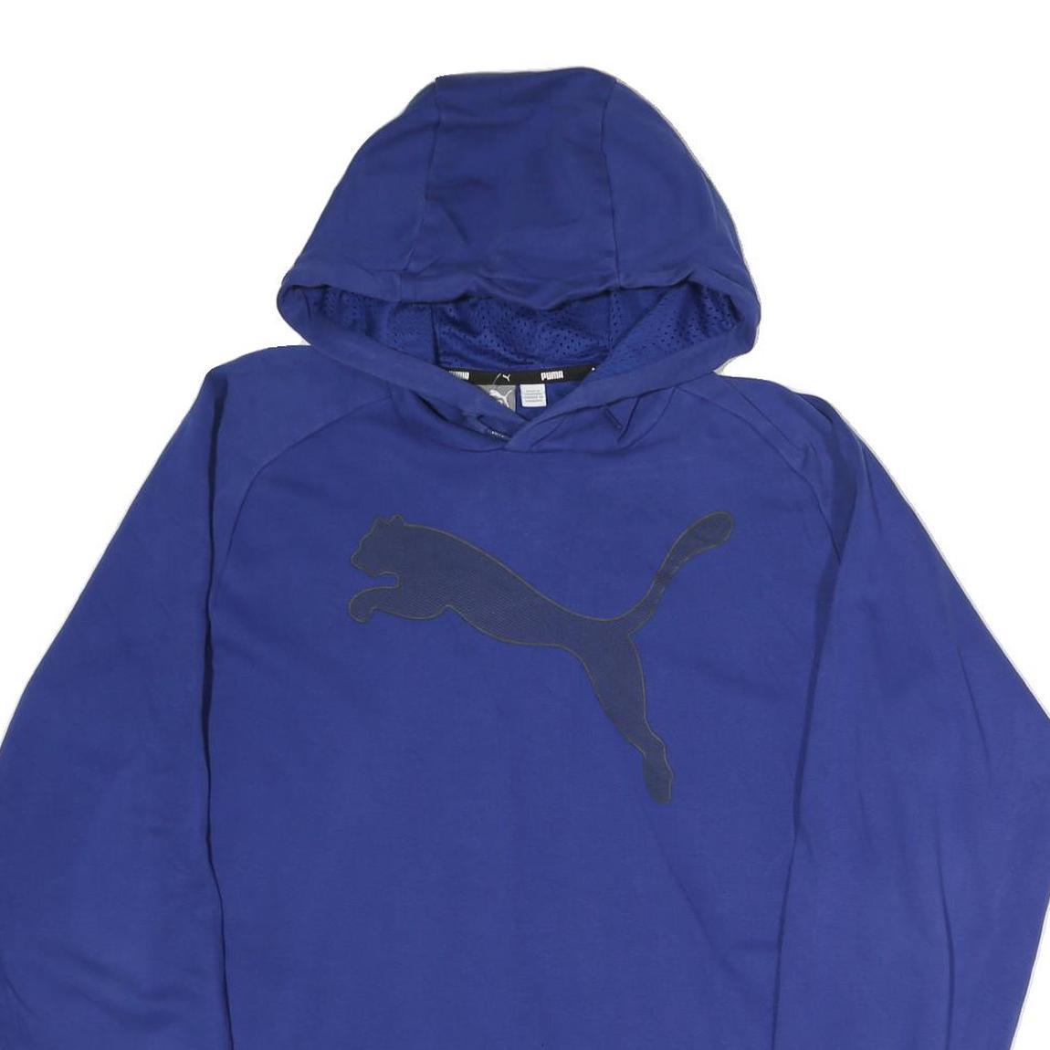 PUMA Mens Blue Cotton Pullover Hoodie L Sportswear Casual Streetwear