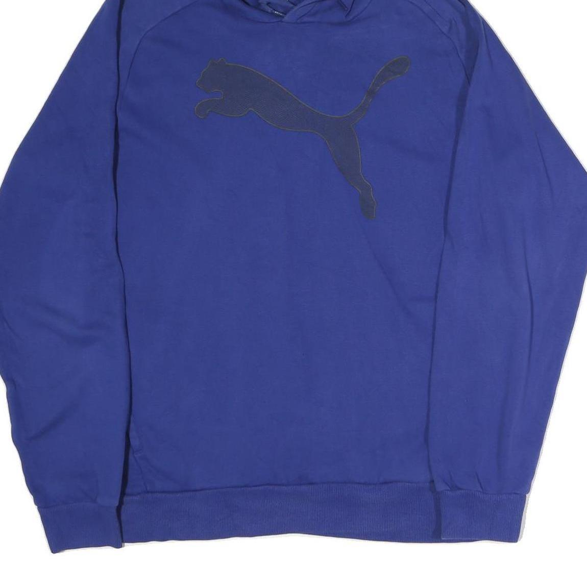 PUMA Mens Blue Cotton Pullover Hoodie L Sportswear Casual Streetwear