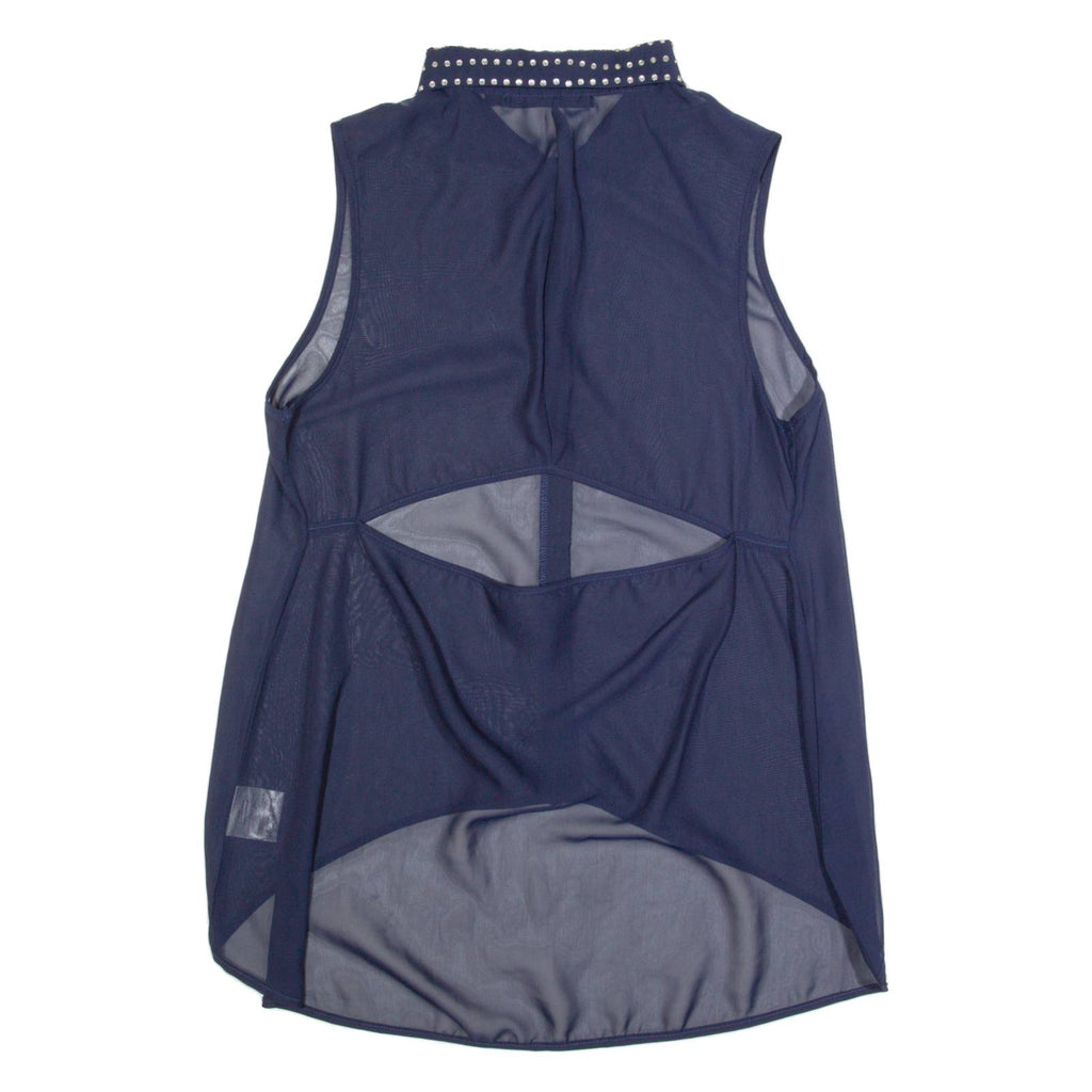 FIRETRAP Sheer Womens Shirt Blue Collared Sleeveless L
