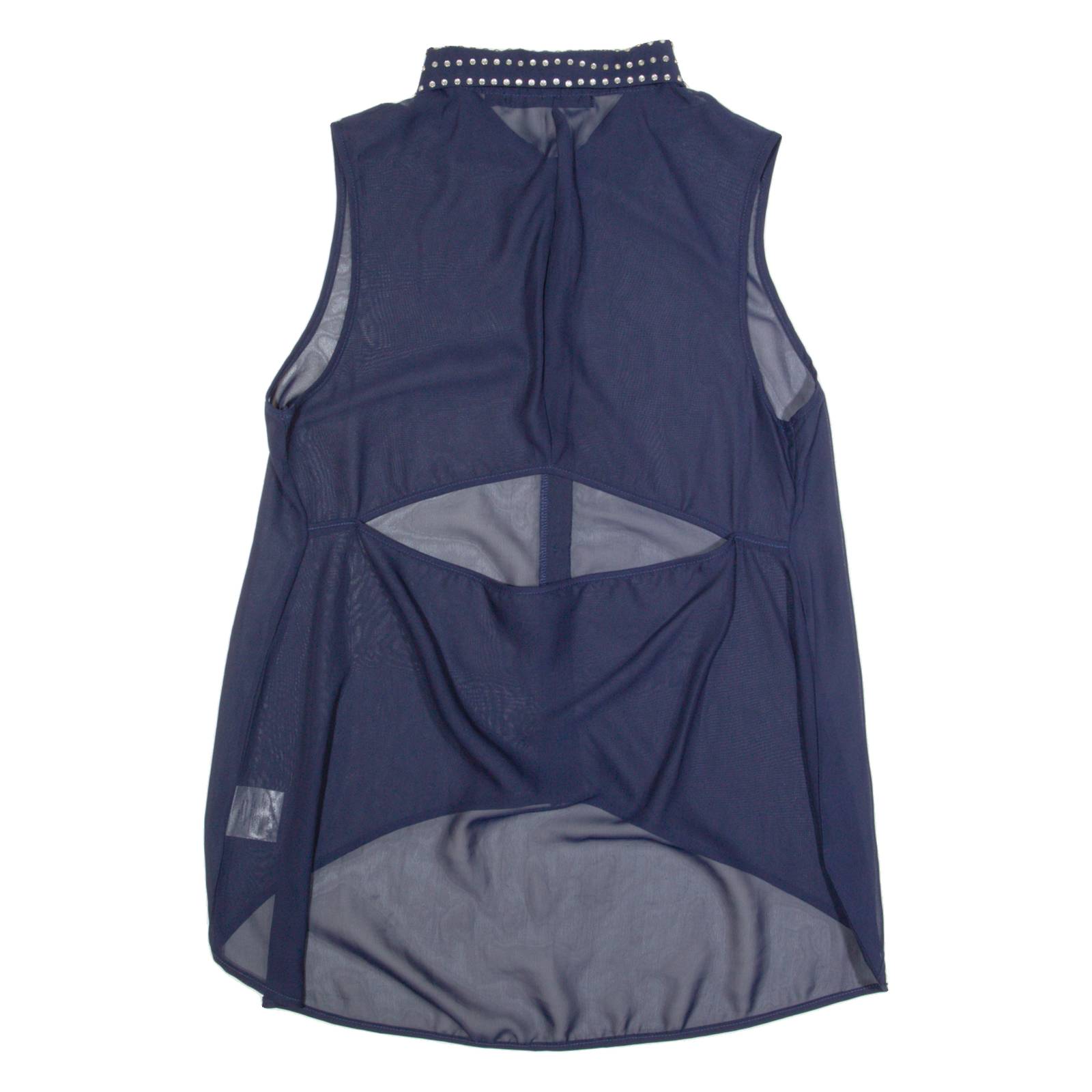 FIRETRAP Sheer Womens Shirt Blue Collared Sleeveless L