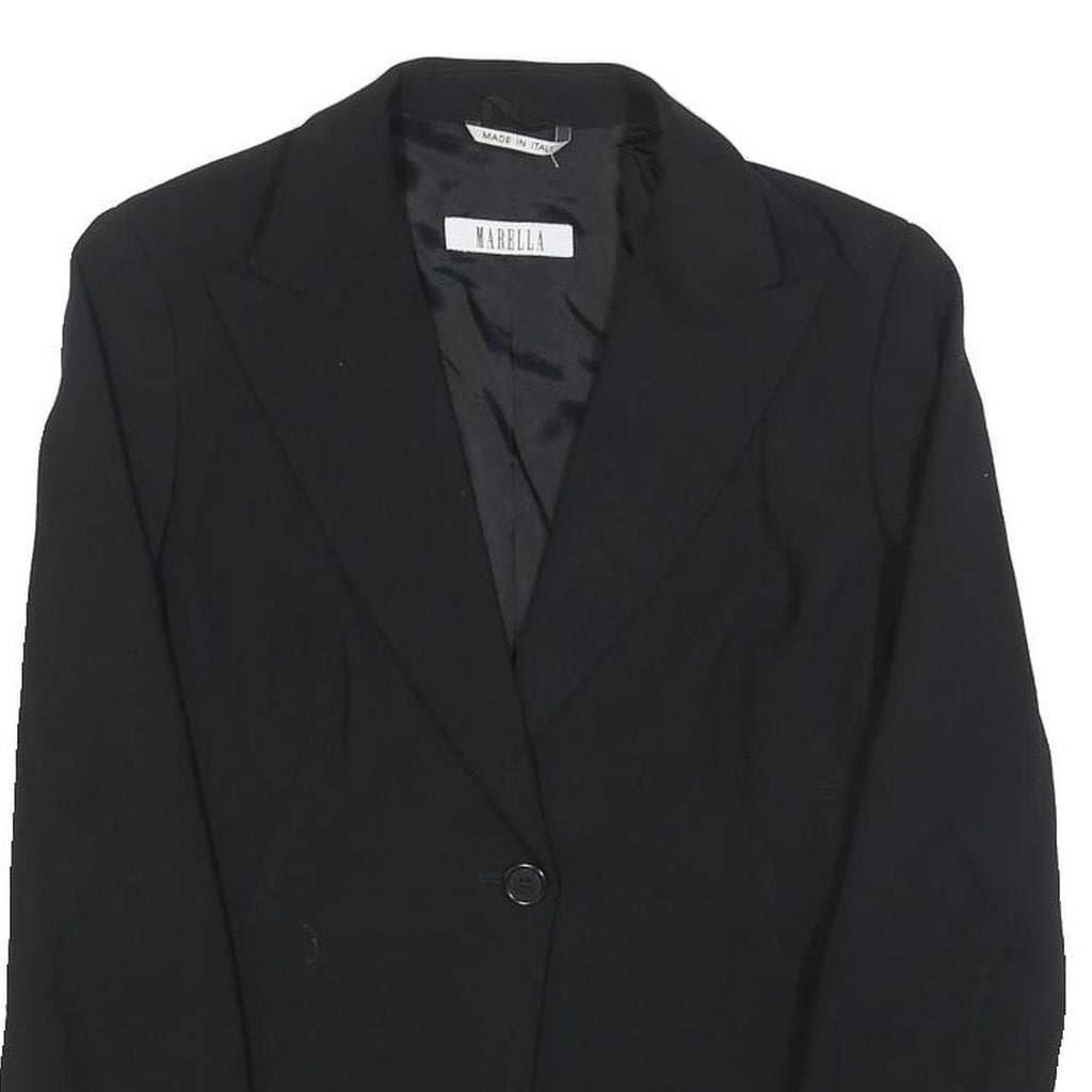 MARELLA Womens Black Wool Blend Blazer Jacket UK 10 Classic Tailored Button