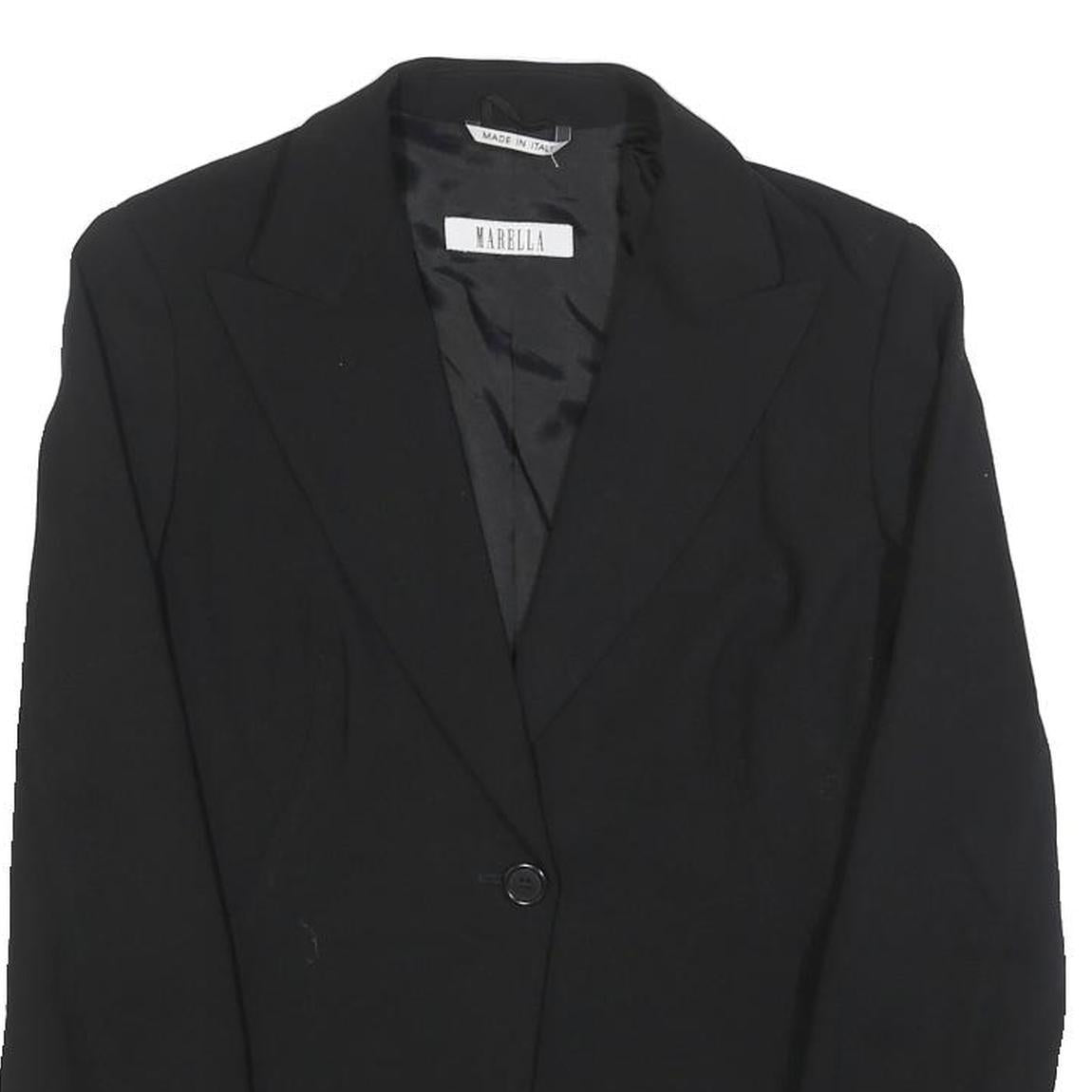 MARELLA Womens Black Wool Blend Blazer Jacket UK 10 Classic Tailored Button
