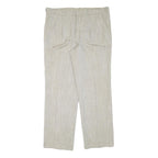 Beige Mens Cotton Blend Regular Fit Straight Leg Trousers W36 L30 Summer Casual