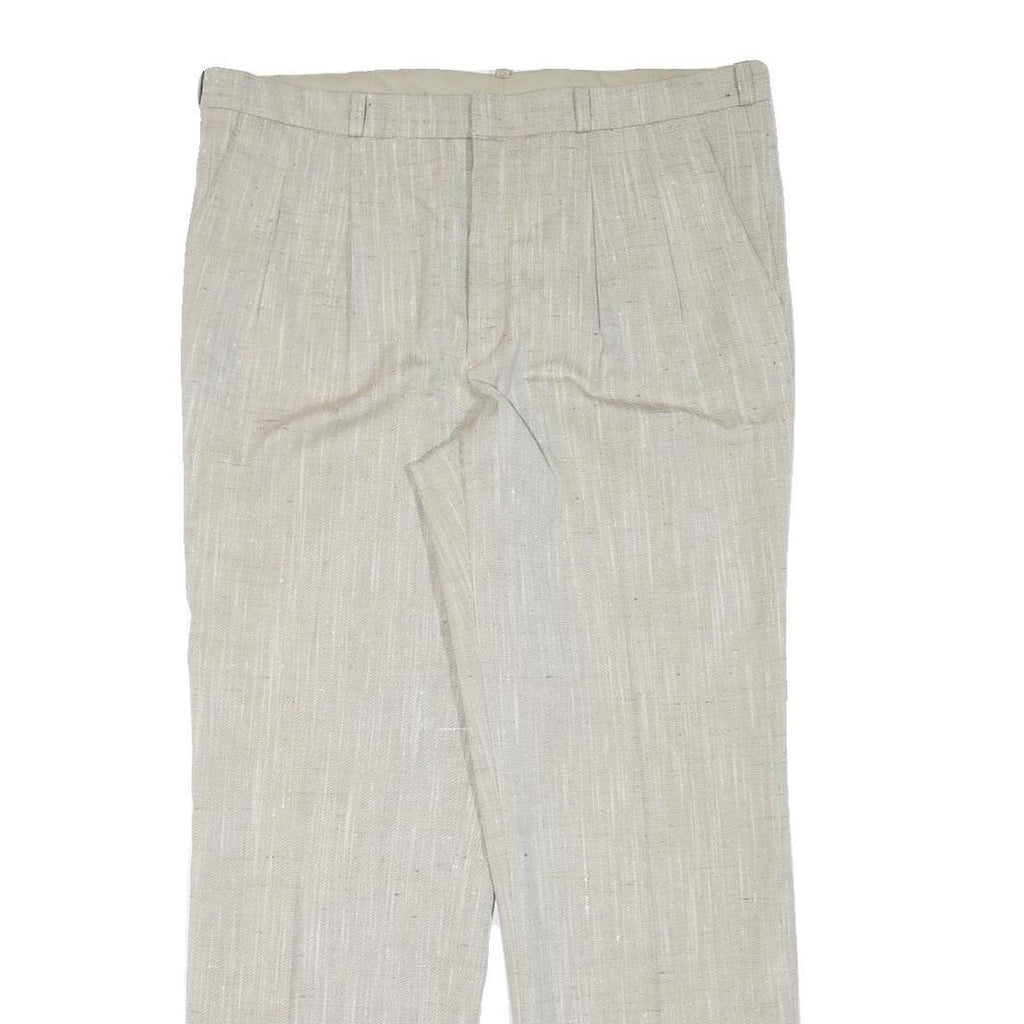 Beige Mens Cotton Blend Regular Fit Straight Leg Trousers W36 L30 Summer Casual