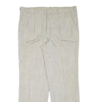 Beige Mens Cotton Blend Regular Fit Straight Leg Trousers W36 L30 Summer Casual