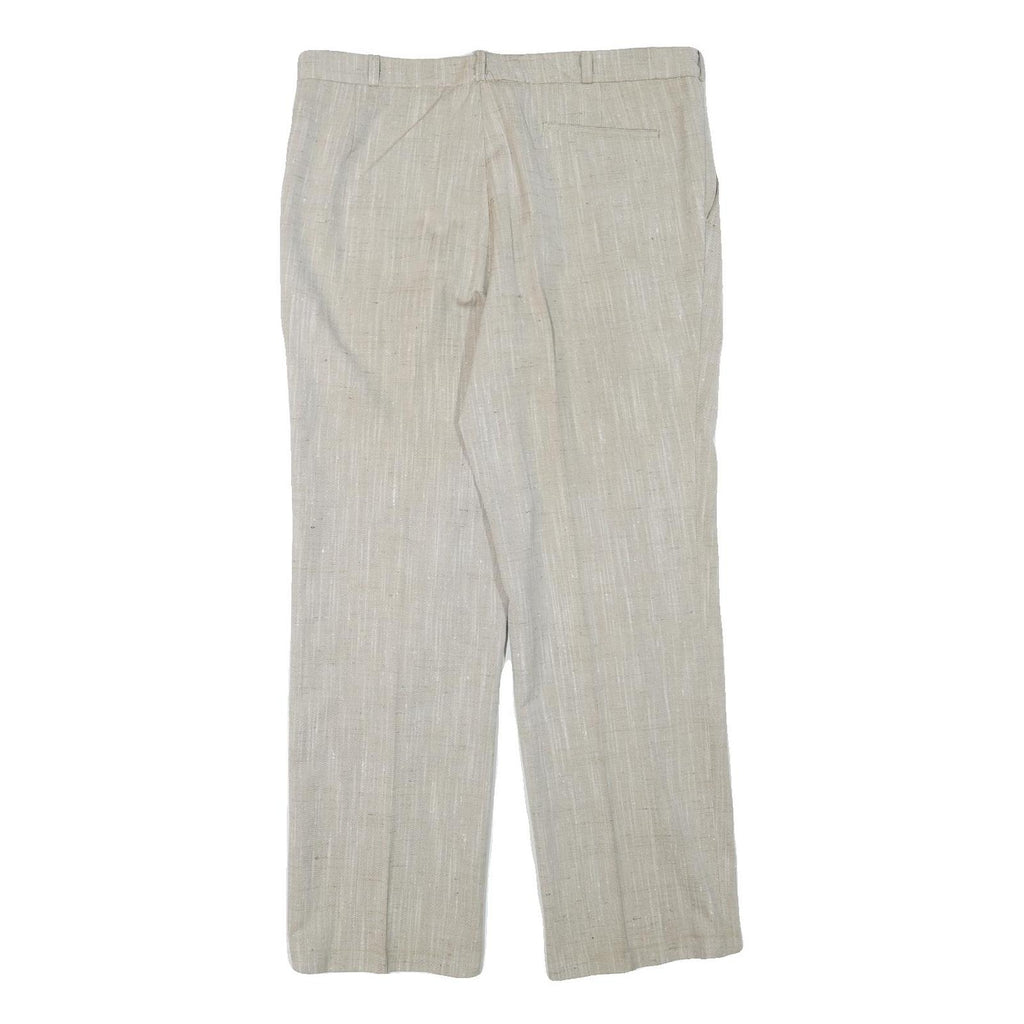 Beige Mens Cotton Blend Regular Fit Straight Leg Trousers W36 L30 Summer Casual