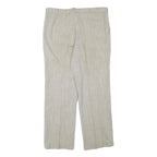 Beige Mens Cotton Blend Regular Fit Straight Leg Trousers W36 L30 Summer Casual
