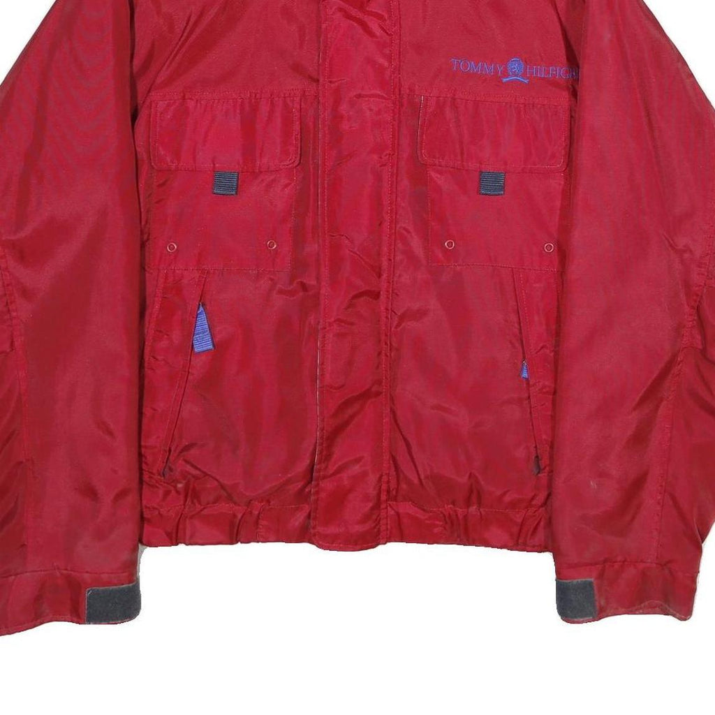 TOMMY HILFIGER Mens Red Nylon Jacket XL Windbreaker Zip Pocketed