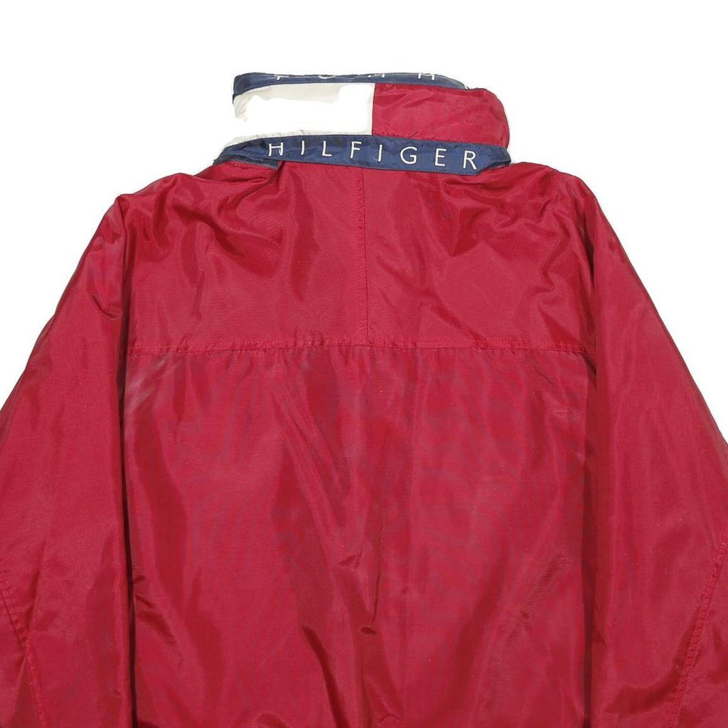 TOMMY HILFIGER Mens Red Nylon Jacket XL Windbreaker Zip Pocketed