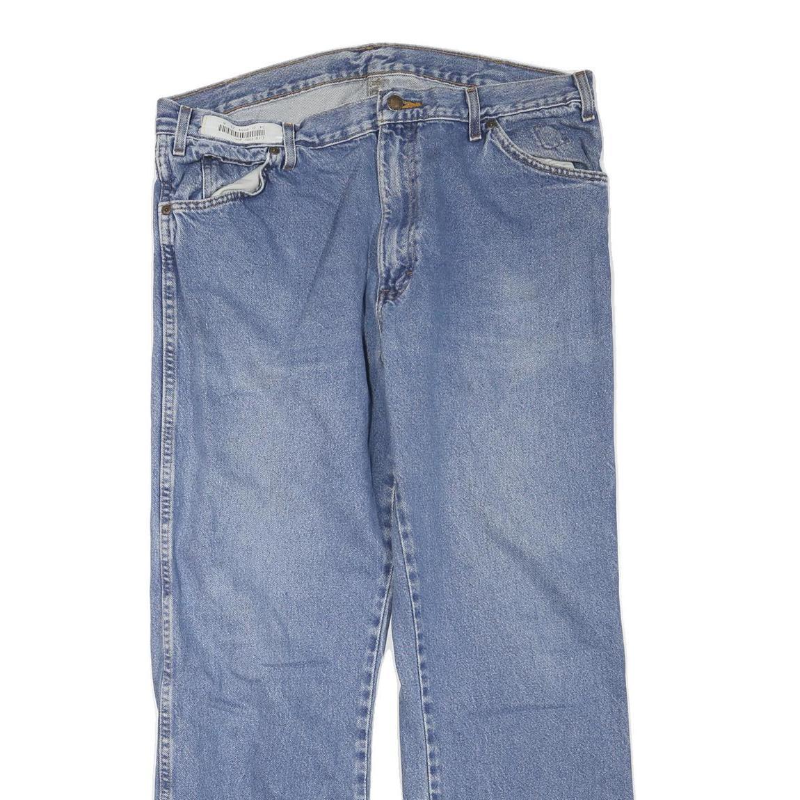 DICKIES Mens Jeans Blue Regular Straight Denim Medium W36 L30 Workwear Zip