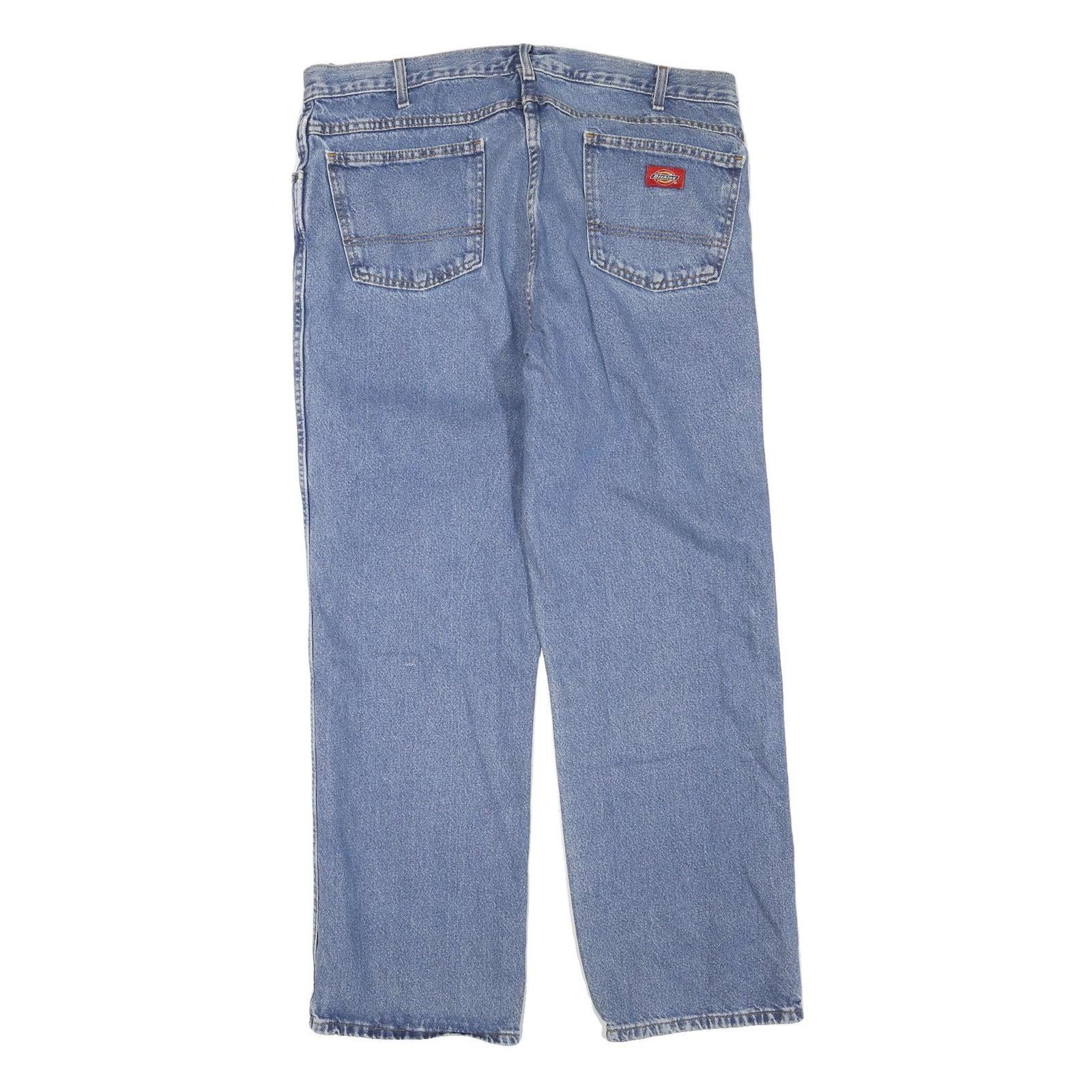 DICKIES Mens Jeans Blue Regular Straight Denim Medium W36 L30 Workwear Zip