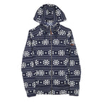 ROXY Womens Blue & White Patterned Full Zip Hoodie S Polyester Blend Casual