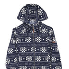ROXY Womens Blue & White Patterned Full Zip Hoodie S Polyester Blend Casual