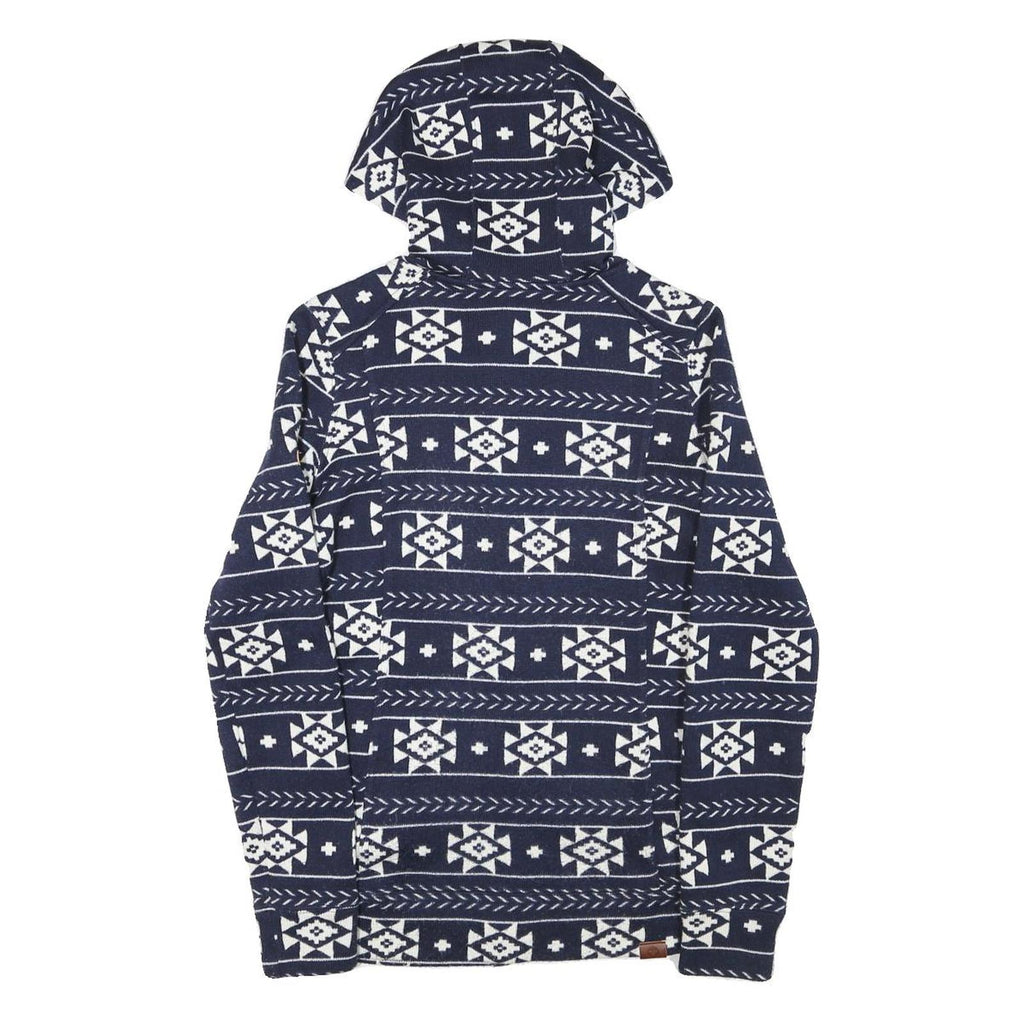ROXY Womens Blue & White Patterned Full Zip Hoodie S Polyester Blend Casual