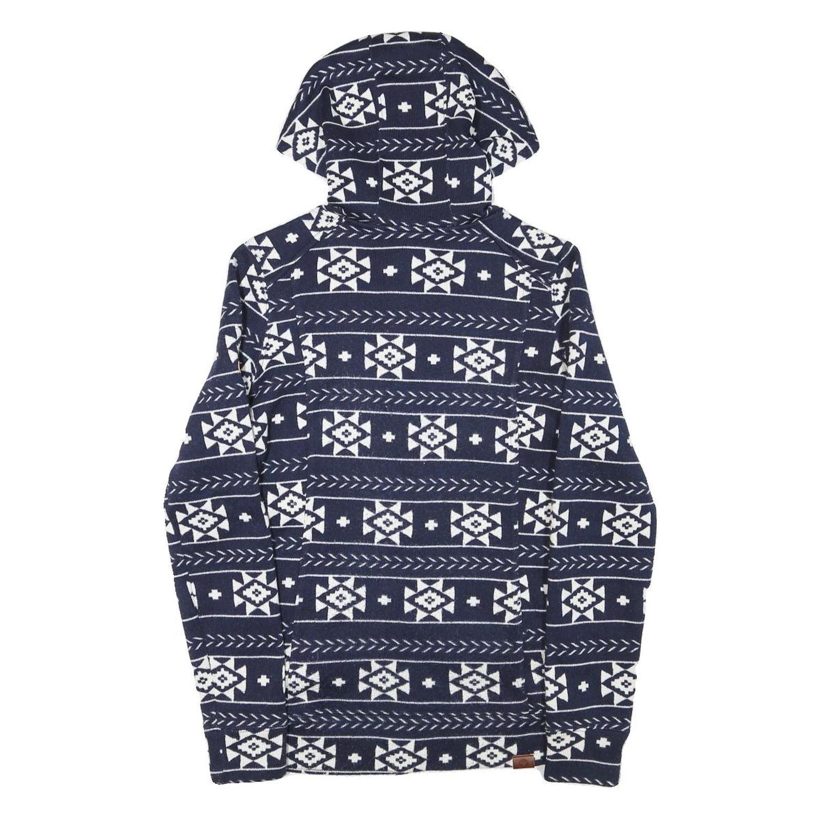 ROXY Womens Blue & White Patterned Full Zip Hoodie S Polyester Blend Casual