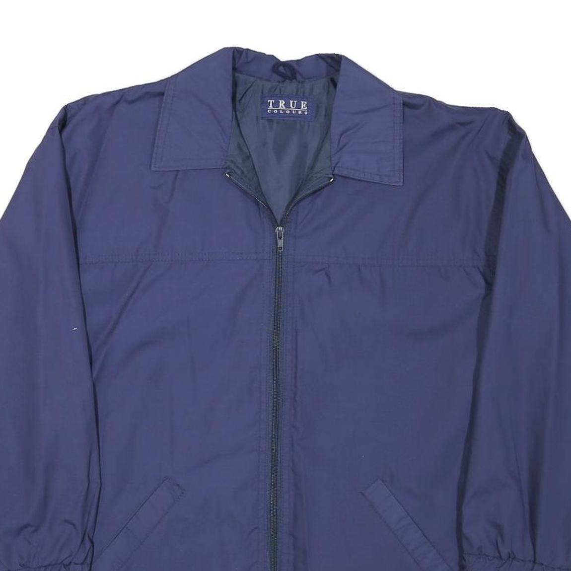 TRUE COLOURS Mens Navy Blue Jacket M Polyester Blend Zip Regular Fit Plain
