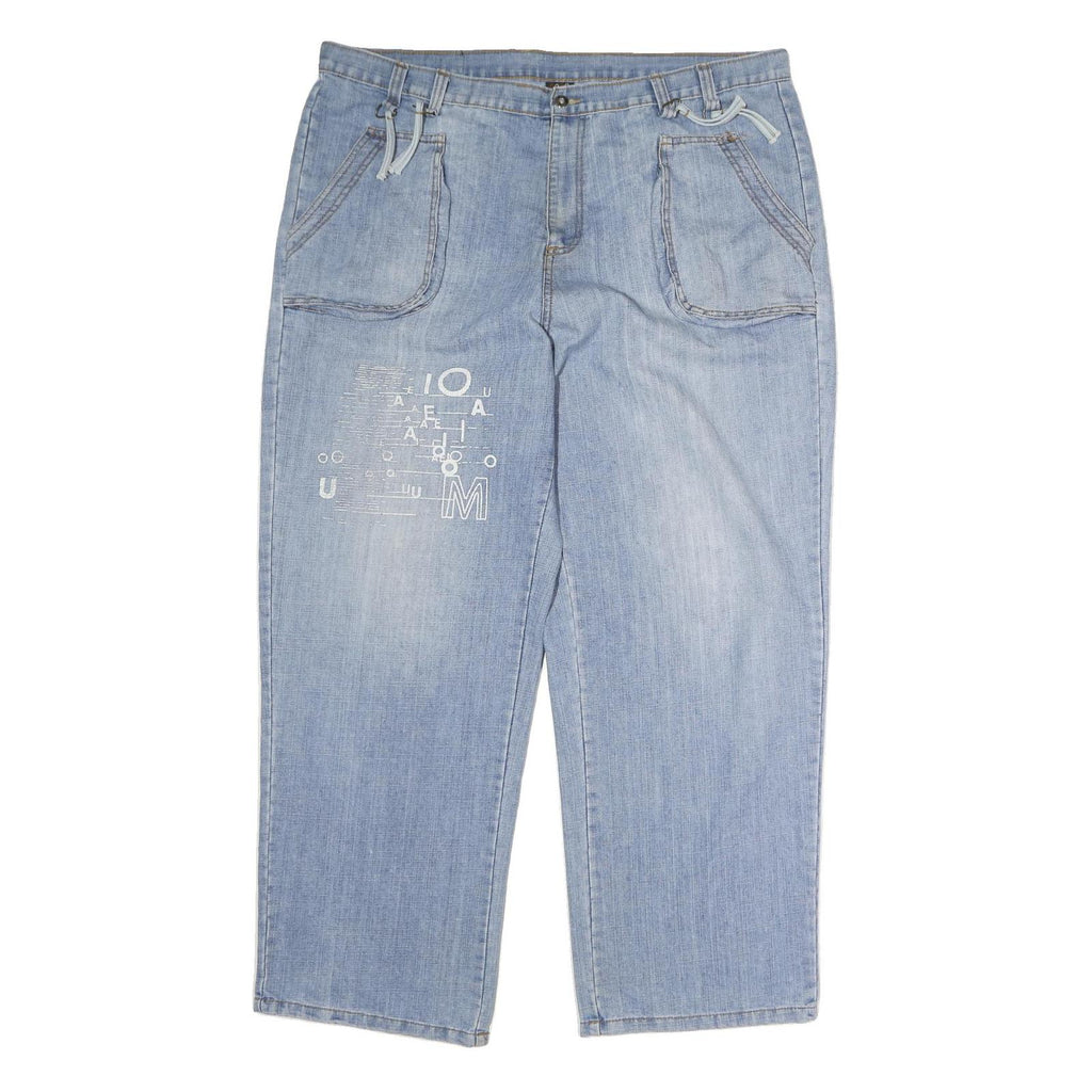 CODE JEANS Mens Loose Blue Denim Light W44 L33 Casual Zip Pockets Comfort