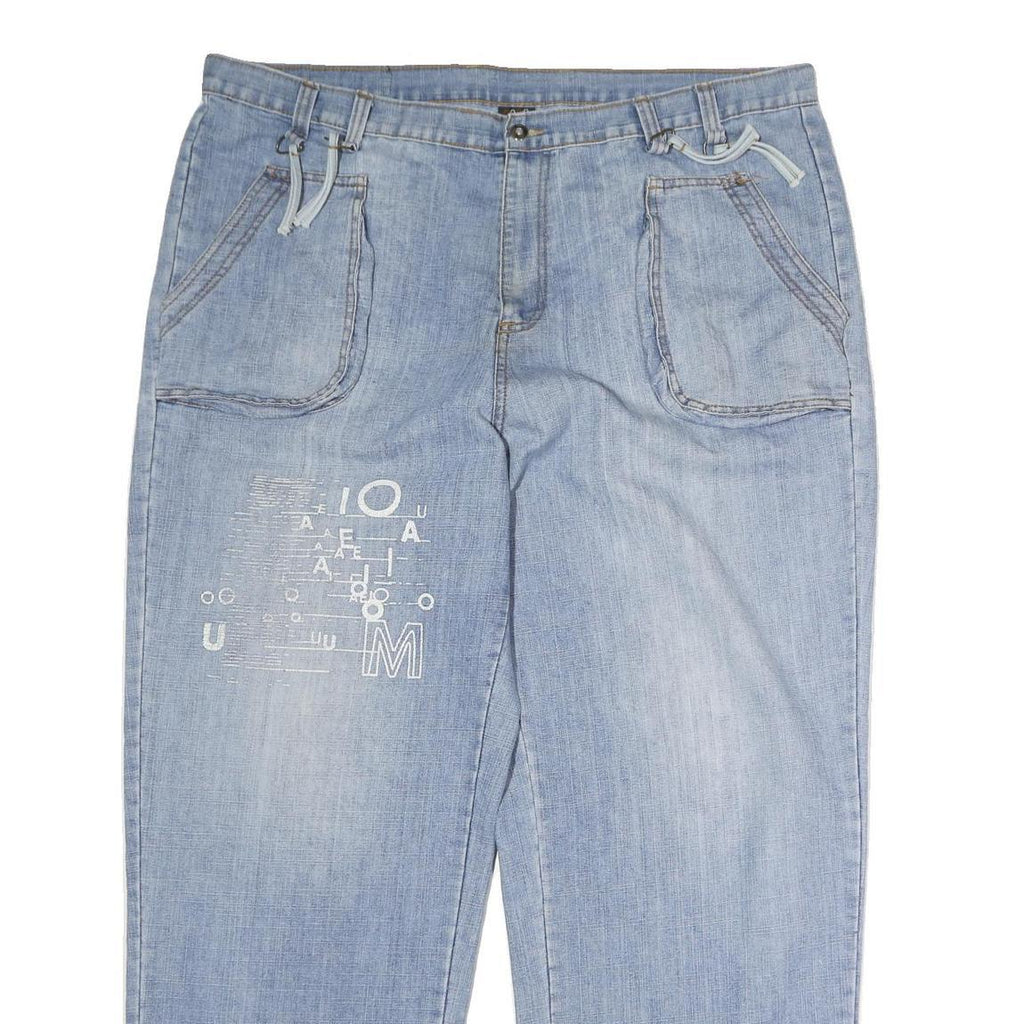 CODE JEANS Mens Loose Blue Denim Light W44 L33 Casual Zip Pockets Comfort