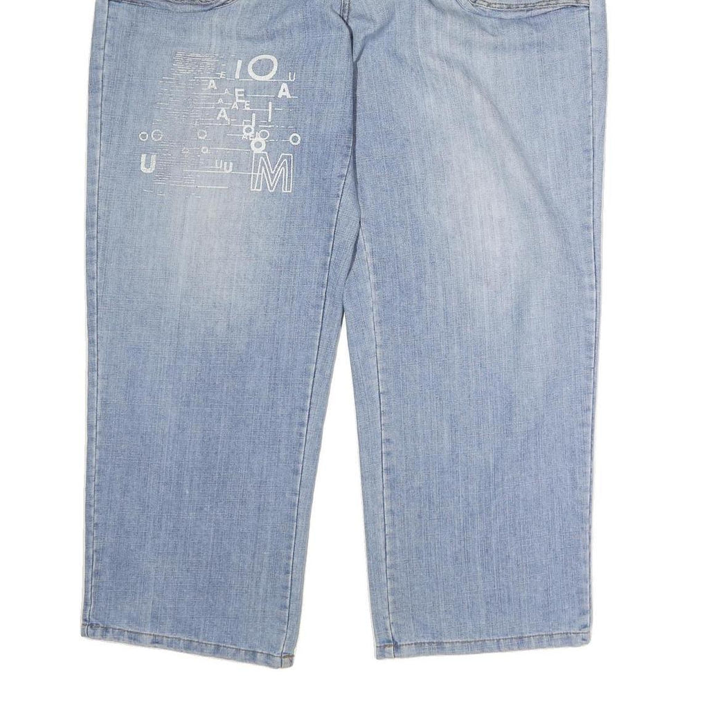 CODE JEANS Mens Loose Blue Denim Light W44 L33 Casual Zip Pockets Comfort