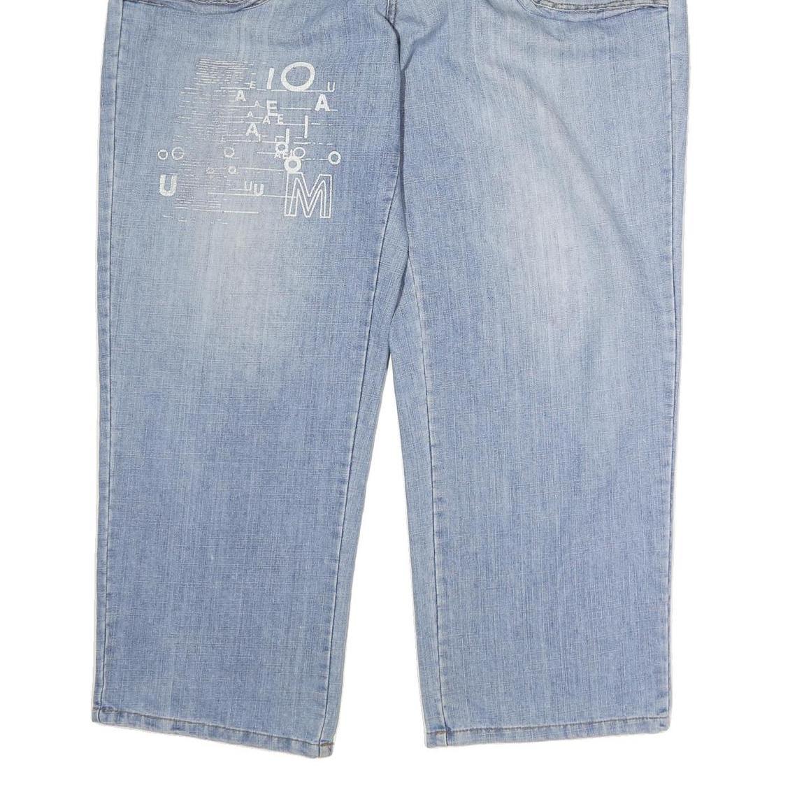 CODE JEANS Mens Loose Blue Denim Light W44 L33 Casual Zip Pockets Comfort