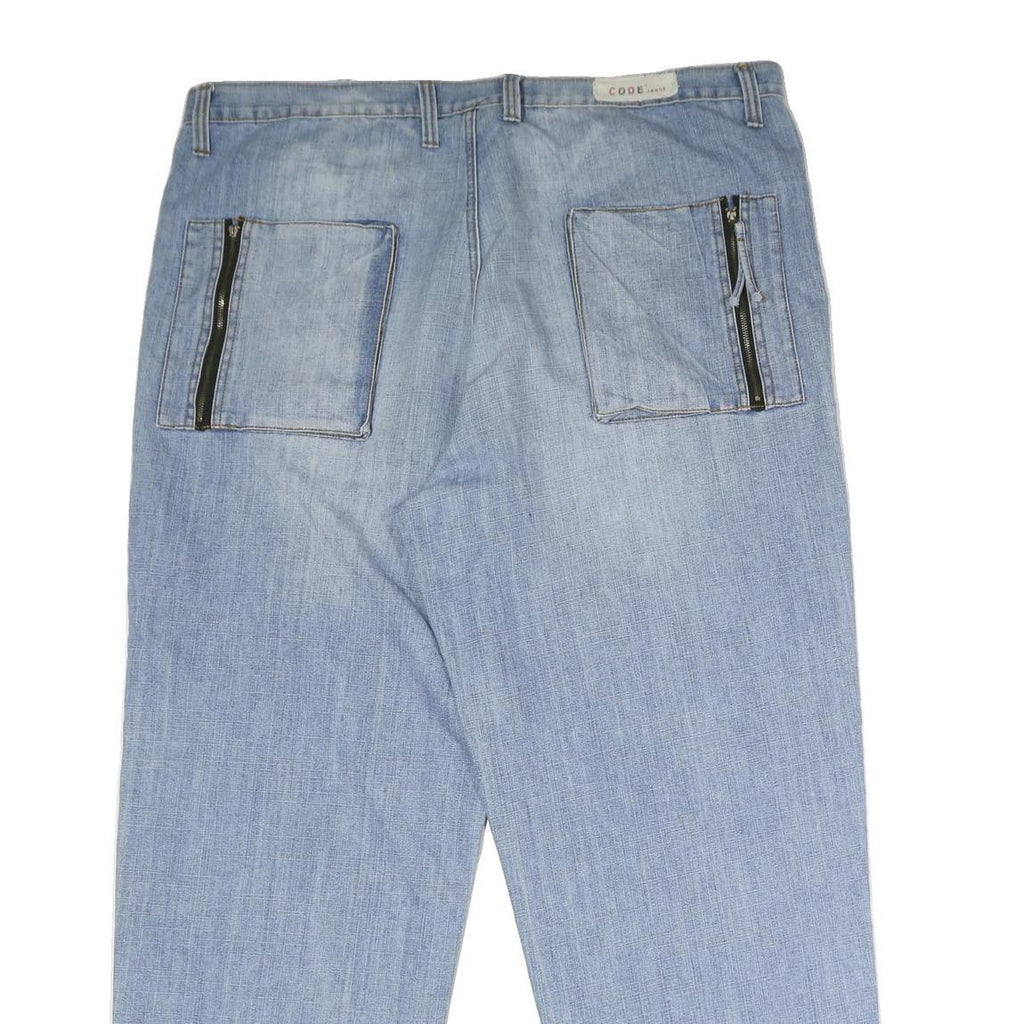 CODE JEANS Mens Loose Blue Denim Light W44 L33 Casual Zip Pockets Comfort