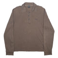BOSS HUGO BOSS Mens Brown Long Sleeve Plain L Cotton Polo Shirt Logo