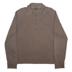 BOSS HUGO BOSS Mens Brown Long Sleeve Plain L Cotton Polo Shirt Logo