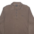 BOSS HUGO BOSS Mens Brown Long Sleeve Plain L Cotton Polo Shirt Logo