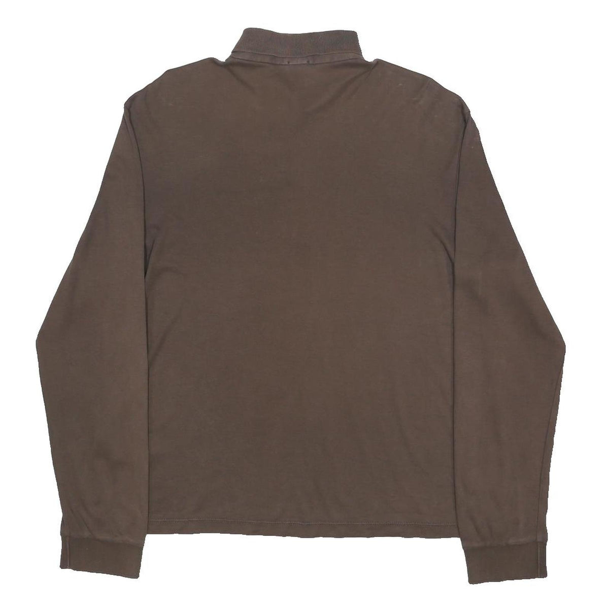 BOSS HUGO BOSS Mens Brown Long Sleeve Plain L Cotton Polo Shirt Logo
