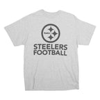 NFL Mens Grey Steelers Football Graphic T-Shirt L Short Sleeve Crew Neck