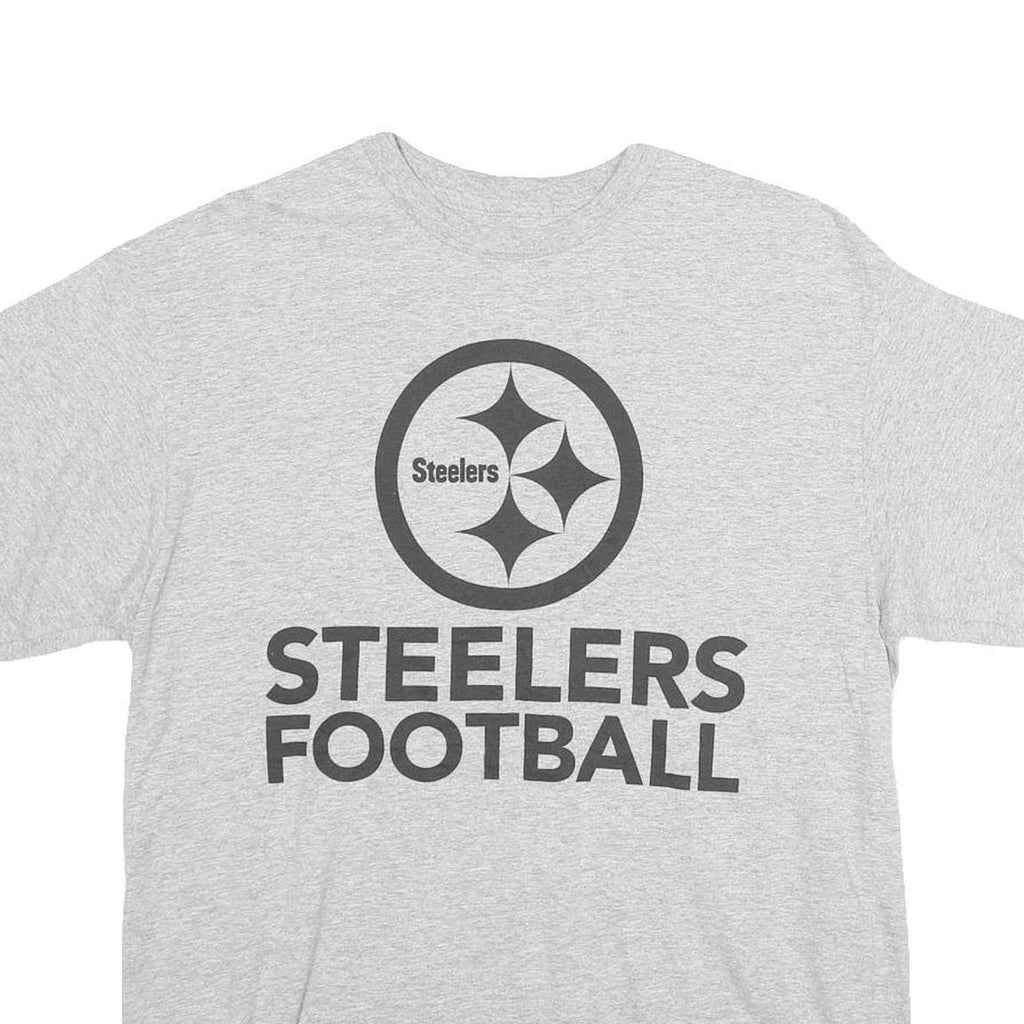 NFL Mens Grey Steelers Football Graphic T-Shirt L Short Sleeve Crew Neck