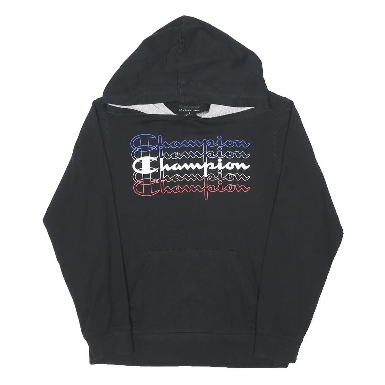 CHAMPION Womens Black Hoodie XXS Cotton Blend Pullover Lightweight Casual