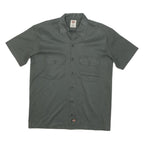 DICKIES Mens Grey Plain Shirt Cotton Blend M Workwear Casual Utility