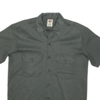 DICKIES Mens Grey Plain Shirt Cotton Blend M Workwear Casual Utility