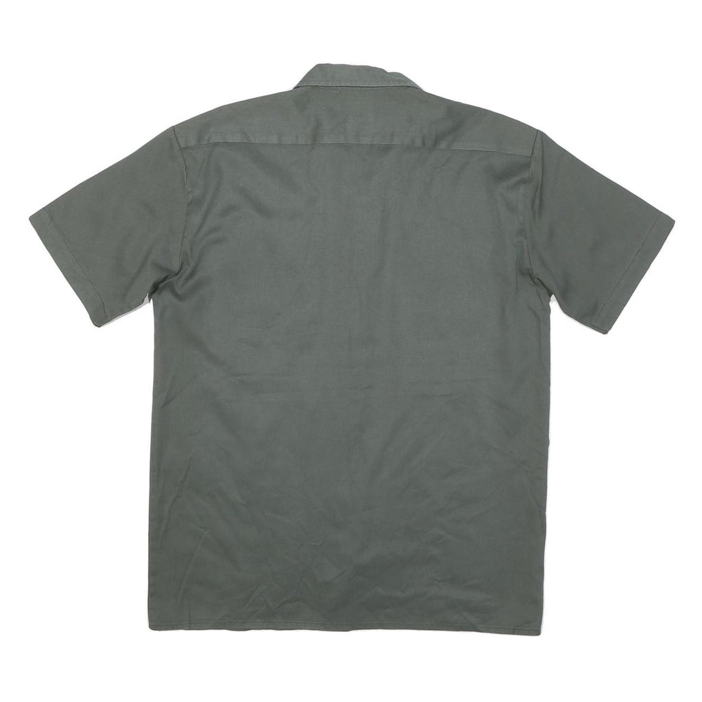 DICKIES Mens Grey Plain Shirt Cotton Blend M Workwear Casual Utility