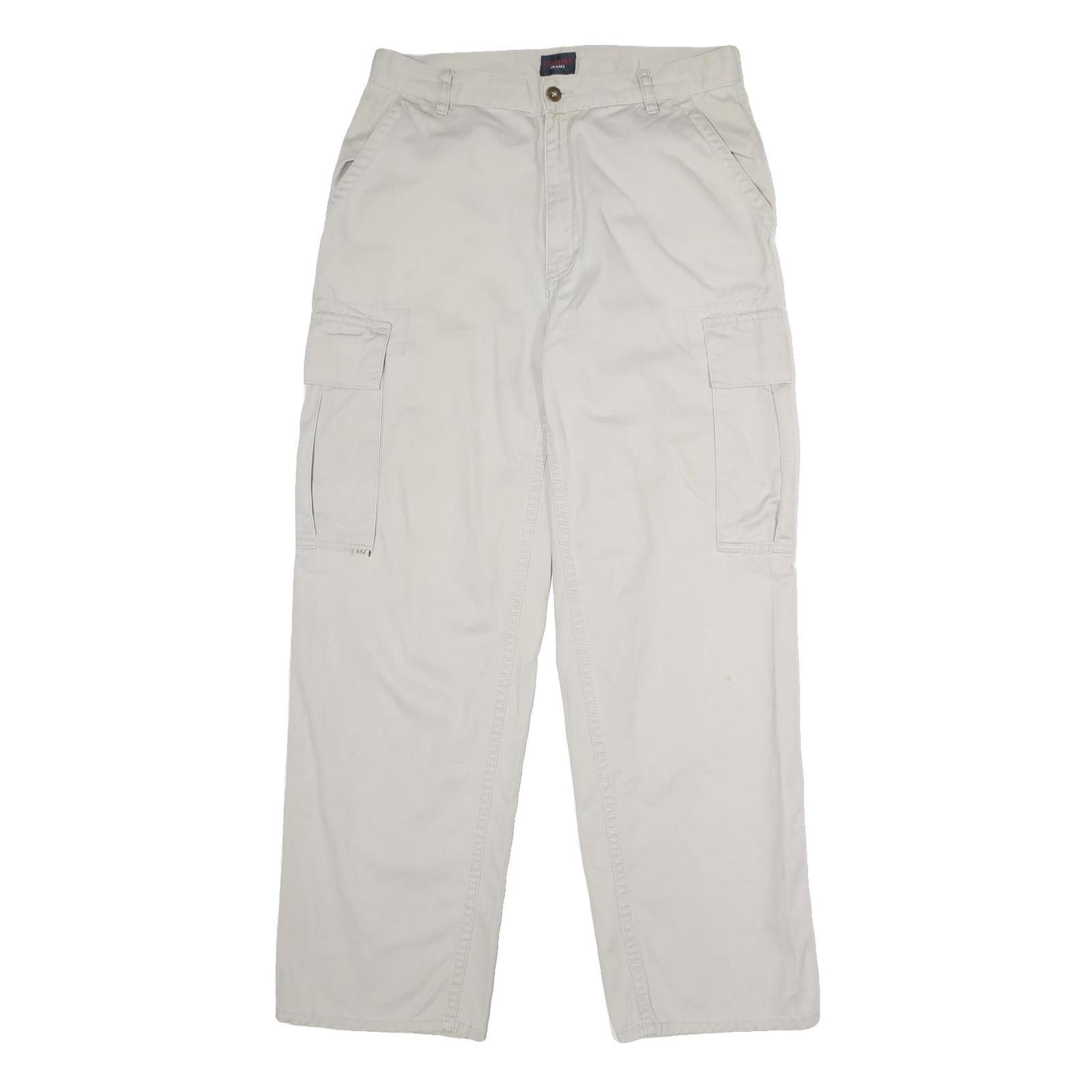 TOMMY JEANS Mens Cotton Beige Regular Straight Cargo Trousers W32 L30 Casual
