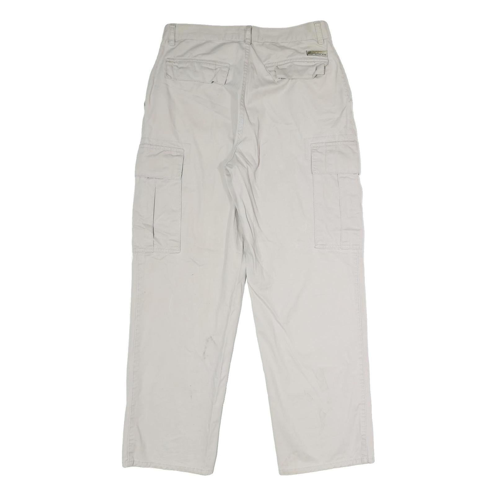 TOMMY JEANS Mens Cotton Beige Regular Straight Cargo Trousers W32 L30 Casual