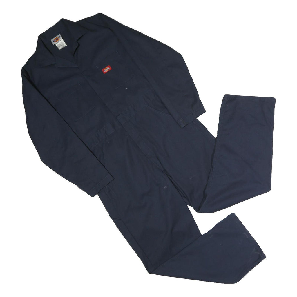 DICKIES Mens Navy Blue Cotton Blend Regular Fit Dungarees L W38 L28 Workwear