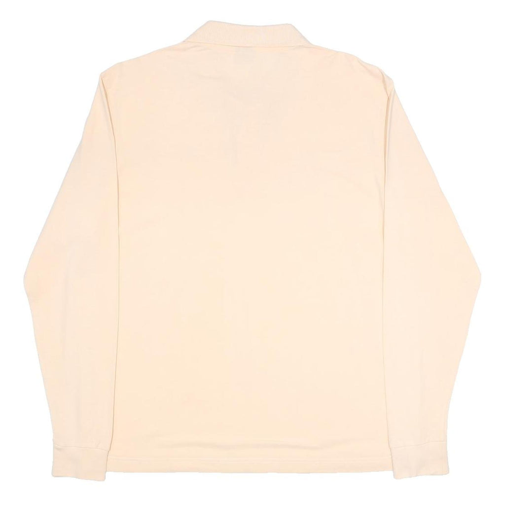 KAPPA Mens Cream Long Sleeve Plain L Cotton Polo Shirt Classic Fit