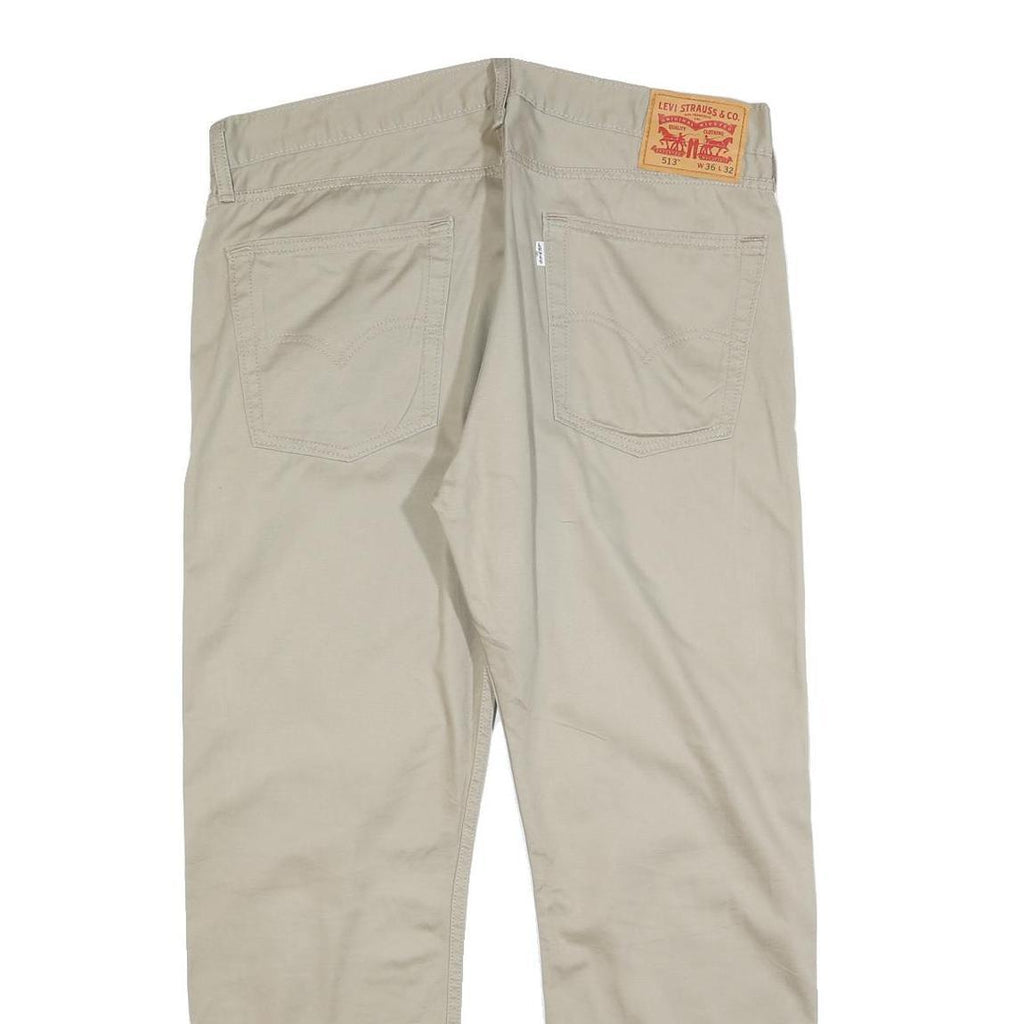 LEVI'S Mens Cotton Blend Beige Regular Straight Trousers W36 L28 Casual Zip