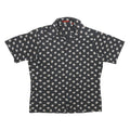 SEARS Mens Black Floral Print Short Sleeve Shirt L Retro Style Summer Casual
