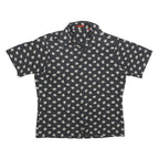 SEARS Mens Black Floral Print Short Sleeve Shirt L Retro Style Summer Casual