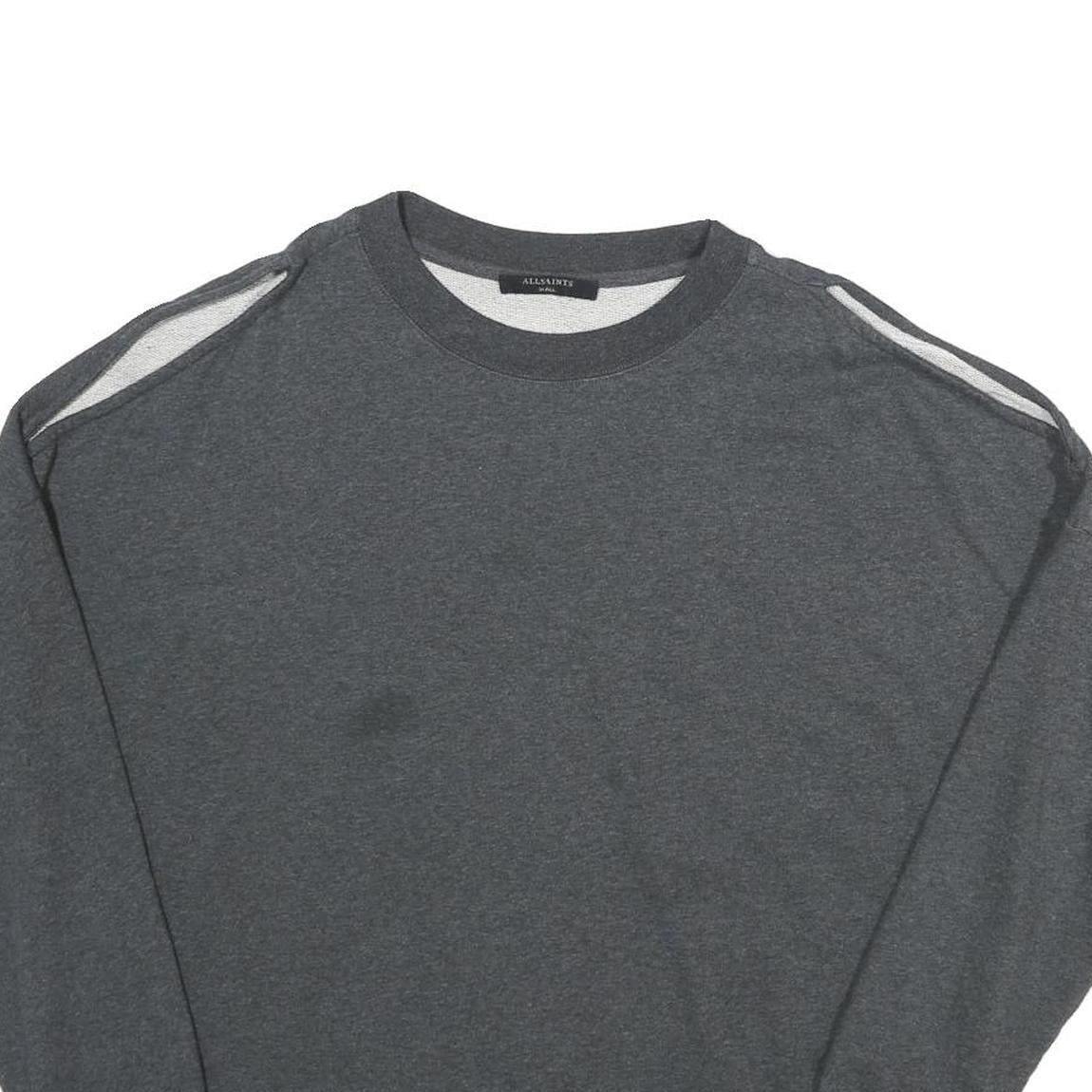 ALL SAINTS Womens Grey Pullover Crew Neck Sweatshirt S Cut-Out Shoulder Relaxed