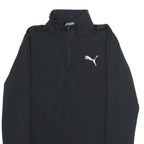 PUMA Mens Black 1/4 Zip S Sweatshirt Cotton Blend Pullover Sportswear