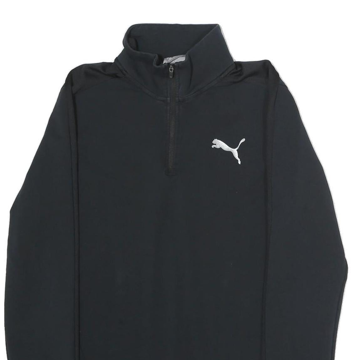 PUMA Mens Black 1/4 Zip S Sweatshirt Cotton Blend Pullover Sportswear